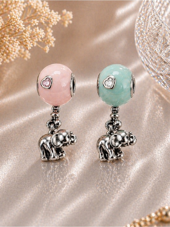 Jewelry - Pandora Retired Elephant & Balloon Dangle Charm Pink & Blue Sterling Silver Set